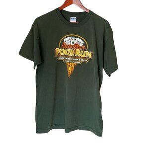 Spare Time Sports Bar Poker Run Green S/S T-Shirt Men's L Lewisburg WV
